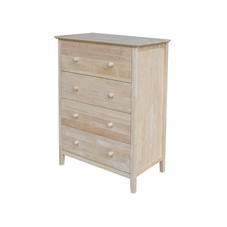 International Concepts Chest with 4 Drawers, Unfinished BD-8004